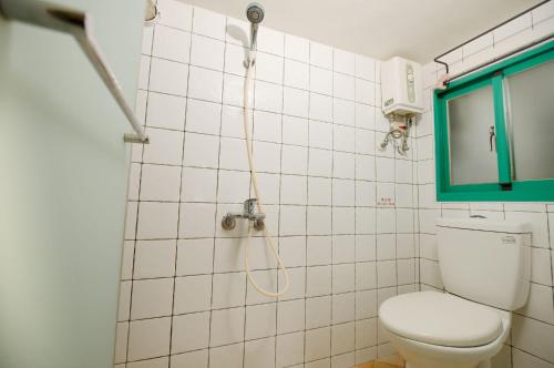 a bathroom with a shower and a toilet in it at 高雄市包棟民宿-高雄寵物友善民宿-高雄阿爾兔兔民宿-Rabbit house in Kaohsiung