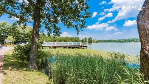 a dock on the shore of a lake at Apartament Green Mrągowo-Mazury,blisko plaża, centrum! Wi-fi! in Mrągowo