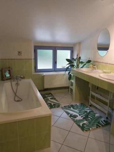 ein Badezimmer mit Badewanne und Waschbecken in der Unterkunft Ô Nature chéris mes voeux avant qu'ils s'enfuient in Francescas
