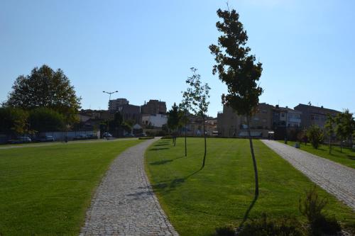 a path in a park with a tree and grass at Portoo Blue Apartments - Douro in Vila Nova de Gaia