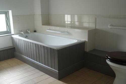 uma banheira na casa de banho com WC em The Narrows em Portaferry
