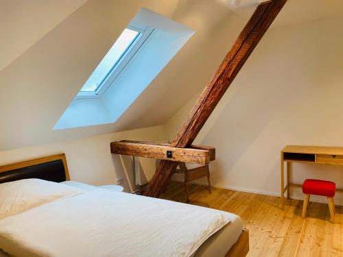 Postel nebo postele na pokoji v ubytování das Höfchen Stadecken