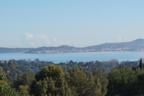 - une vue sur un lac avec des arbres au premier plan dans l'établissement Les Restanques du Golfe de Saint Tropez, à Grimaud