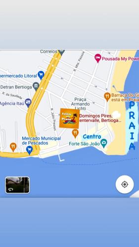 a screenshot of a google maps page with a map at BERTIOGA suítes na praia centro in Bertioga