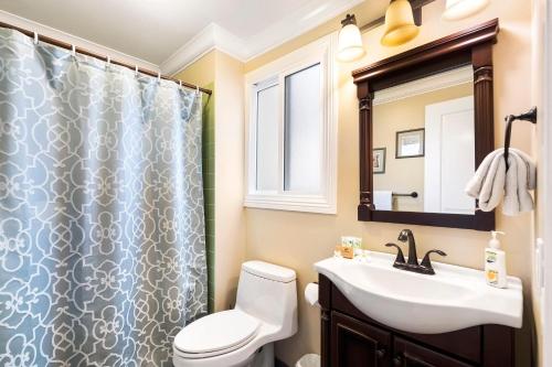 a bathroom with a sink and a toilet and a mirror at Keauhou Kona Surf & Racquet Club #58 in Kailua-Kona
