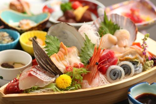 a tray of food with different types of food at Hotel Tappi in Satogahama