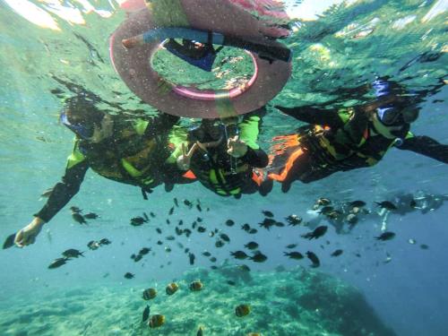a group of people swimming in the water at 17 Happiness in Xiaoliuqiu
