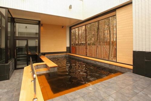 a house with a pond in the middle of it at Hotel Daiheigen in Otofuke
