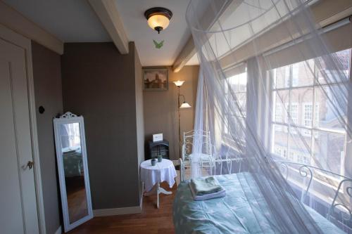 多德雷赫特的住宿－BenB FirstClassEnglish，一间卧室设有一张床和一个大窗户