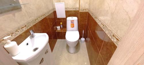 ヴォロネジにあるУют и комфорт вашего домаのバスルーム(白いトイレ、シンク付)