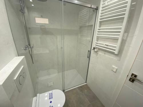 a bathroom with a shower and a toilet at Valentina Platja in Sant Antoni de Calonge