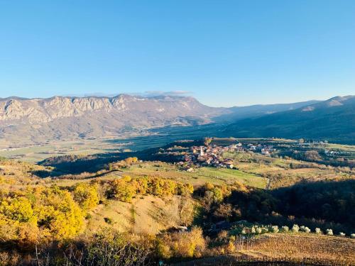 an aerial view of a valley in the mountains at Samson and the Lilo in Vipava