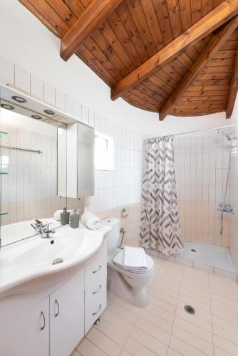 a bathroom with a sink and a toilet and a shower at Casa Greco in Gennadi