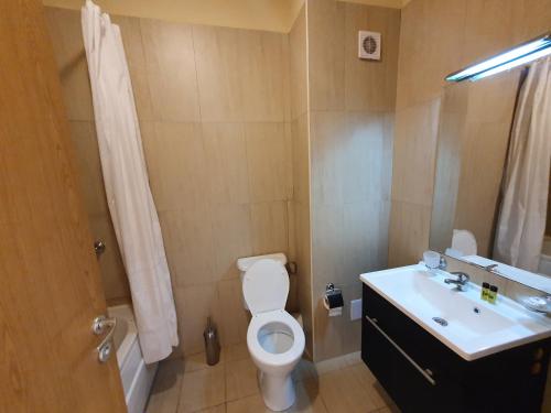 a bathroom with a white toilet and a sink at Golf Villa in Lighthouse Golf & SPA Resort in Balchik