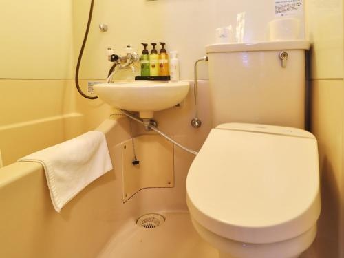 a bathroom with a toilet and a sink at Odawara Terminal Hotel in Odawara