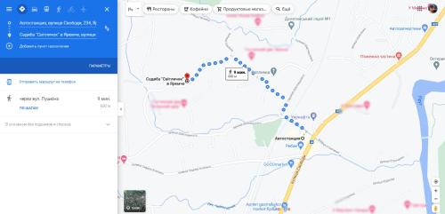 a screenshot of a google maps screen with a map at Svitlyachok in Yaremche