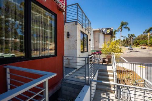 a building with stairs on the side of it at Spacious 500 sqft Studio with Balboa Park View in San Diego
