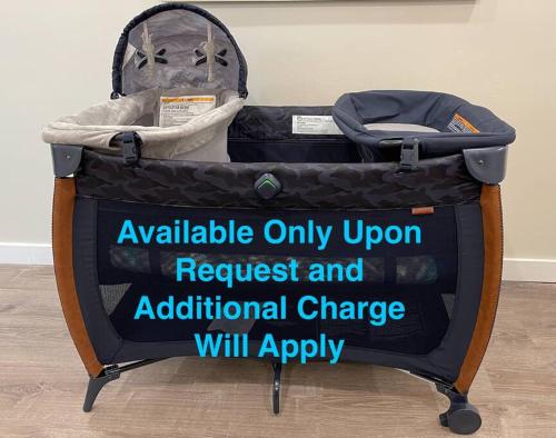 a suitcase with a sign that reads available only upon request and additional charge will apply at Luxurious One Bedroom Suite with Balboa Park View in San Diego
