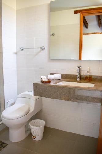 a bathroom with a toilet and a sink at Hotel El Giro in Villa de Leyva
