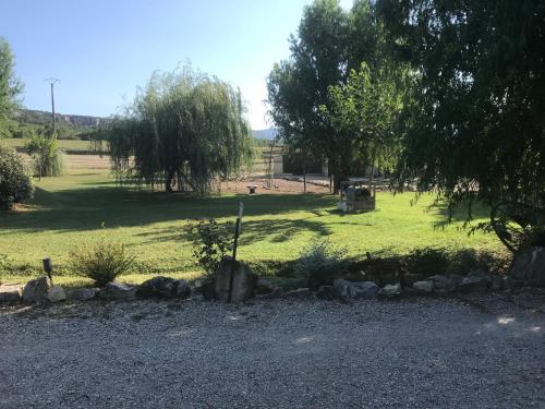 a park with a field with trees and grass at Lou mas li Pitchoun "L'olivade" in Gordes