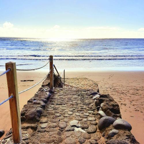 a pathway to the beach with the ocean in the background at Canary Wild House 2 in Carrizal