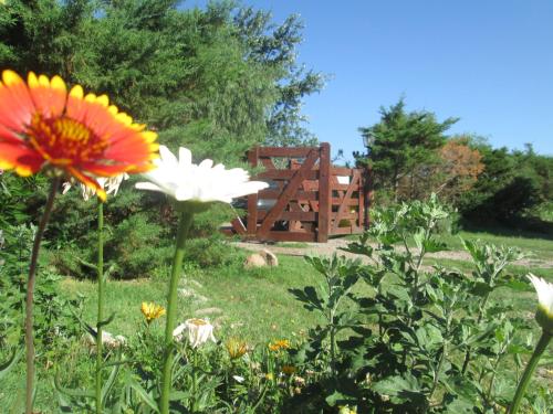 a garden with flowers and a fence in the background at Pa-kuas del Uritorco in Capilla del Monte