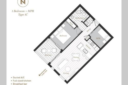 Pelan lantai bagi Luxe 2BR Executive Apartment Kingston Pool Parking WiFi BBQ Wine