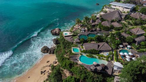 an aerial view of the resort and the beach at La Joya Biu Biu Resort - CHSE Certified in Jimbaran
