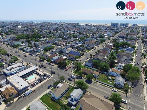 an aerial view of a city with houses at Sandbox Motel in Wildwood