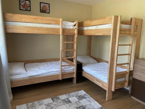 Poschodová posteľ alebo postele v izbe v ubytovaní Apartmány NETA Velké Karlovice, Polanský Dvůr