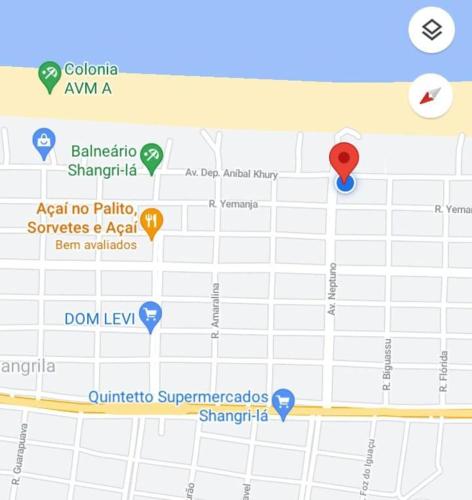 a screenshot of a google map with pointers at Paraíso do sul - Shangrilá in Pontal do Paraná