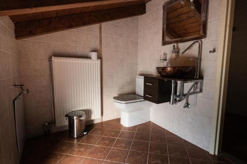 a bathroom with a toilet and a sink at Villa Pheia in Agios Andreas Ilias