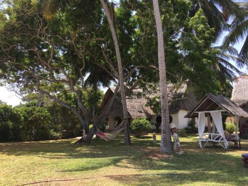 a house with a hammock in front of a yard at Eleven Pearl Boutique Hotel & Spa in Diani Beach