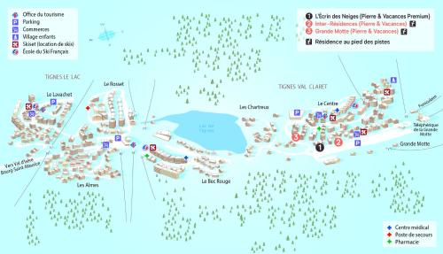 a map of dubrovnik showing the hotels and restaurants at Résidence Pierre & Vacances Inter-Résidences in Tignes