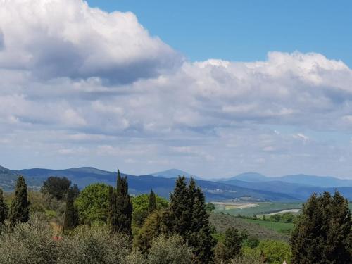 a view of mountains and trees on a hill at Dimora in San Quirico d'Orcia in San Quirico dʼOrcia