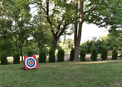 a target kite sitting in the grass in a park at Vacation house Stala la la in Požega