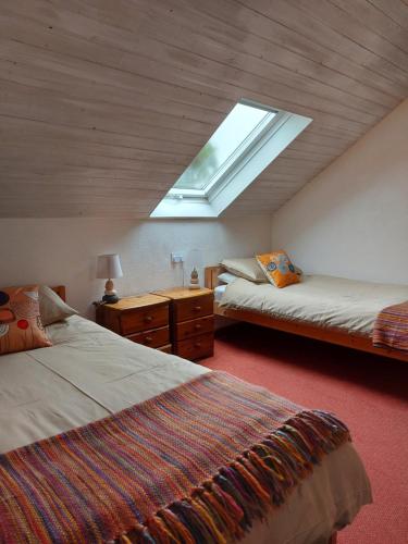 1 dormitorio en el ático con 2 camas y tragaluz en Fairholme Apartment en Dartmouth