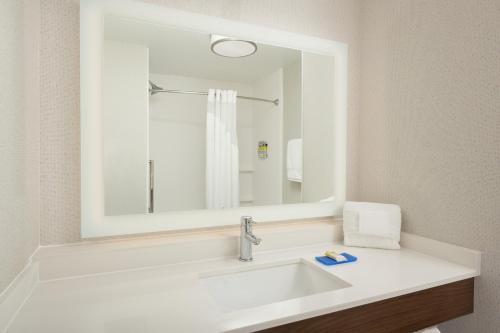 a bathroom with a sink and a mirror at Holiday Inn Express - Tullahoma, an IHG Hotel in Tullahoma