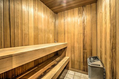 a sauna with a bench in a wooden room at Spacious Dover Home with Sauna Less Than 5 Miles to Ski! in Dover