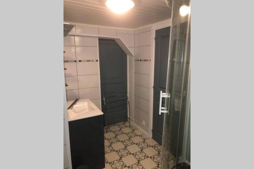 a bathroom with a shower and a sink and a toilet at Appartement ST Roch in Salins-les-Bains