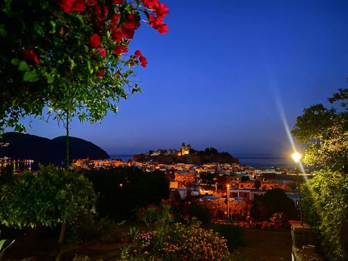 a city at night with lots of lights at Hotel Villa Diana in Lipari