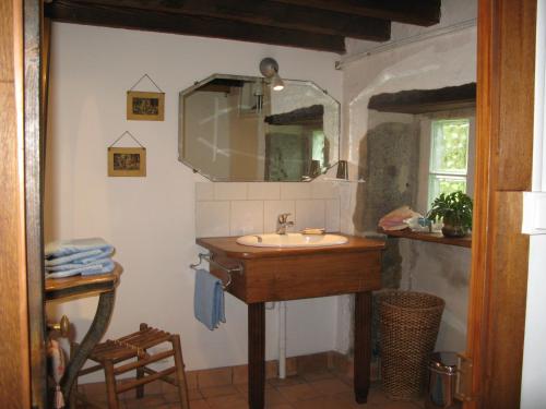 ein Bad mit einem Waschbecken und einem Spiegel in der Unterkunft Le Paquier De Vismoux in Visemoux