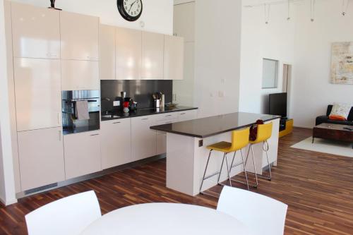 Superb Loft In The Center Of Lausanneにあるキッチンまたは簡易キッチン