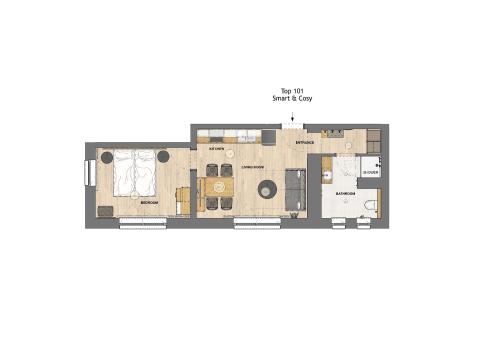 a floor plan at HOMEBOUND APARTMENTS Salzburg City I - contactless check-in in Salzburg
