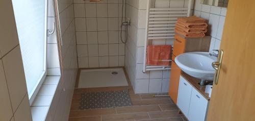 Koupelna v ubytování Ferienhaus-Poweleit