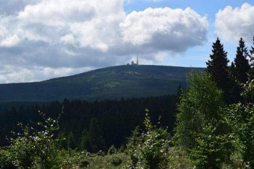 a hill with a cross on top of it at Wohnung Julius 3 in Sankt Andreasberg