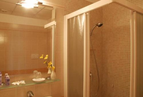 a bathroom with a shower and a sink at Locanda Canareggio in San Biagio di Callalta