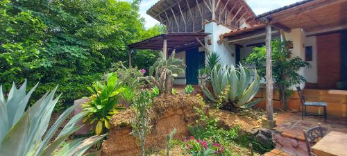 a garden in front of a house with plants at Hotel Spa El Cogollo By MH in Barichara