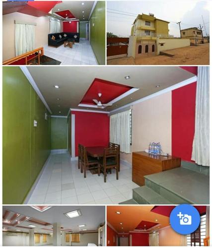 two pictures of a living room and a dining room at Omran by WB Inn in Rānchī
