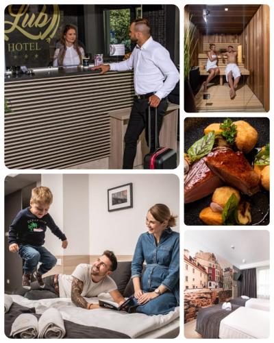 a collage of pictures of people in a hotel at Lubhotel in Lublin